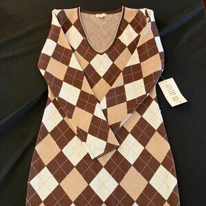 J for Justify Argyle Sweater Dress Size L